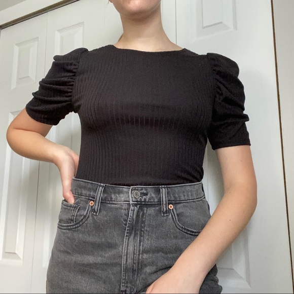 Black Puff Sleeve Shirt